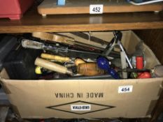 A box of hand tools for home DIY & a few car mechanic tools