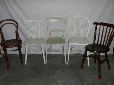 4 old chairs including a bentwood.