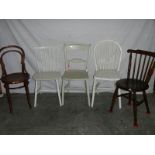 4 old chairs including a bentwood.