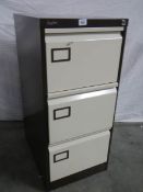 A 3 drawer filing cabinet.