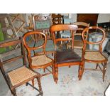 6 old chairs including a pair of bedroom chairs.