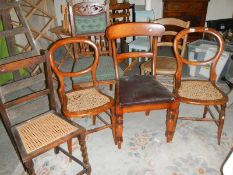 6 old chairs including a pair of bedroom chairs.