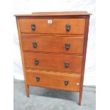 A 4 drawer oak chest, H 107 cm, W 75 cm, D 43 cm.