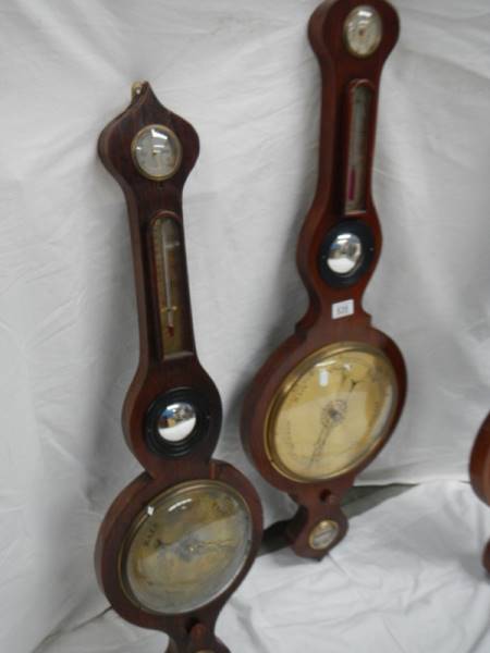 3 Victorian banjo barometers in need of restoration. - Image 7 of 9