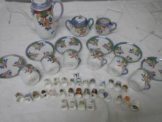 A mixed lot of Japanese tea ware and china thimbles.