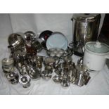 A fantastic array of stainless steel pans, bowls etc including a Swan urn.