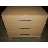An Ash effect 3 drawer chest, 81 x 45 cm,