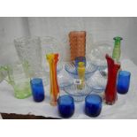 A mixed lot of coloured and other glass ware, in good condition.