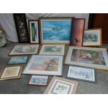 10 good framed and glazed prints.