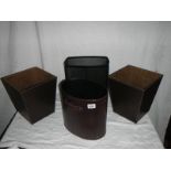 3 good hide covered waste paper bins and one other.