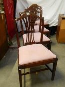 A good set of 4 mahogany dining chairs, seats need re-covering but otherwise in good condition.