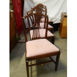 A good set of 4 mahogany dining chairs, seats need re-covering but otherwise in good condition.