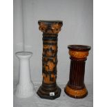 3 good ceramic jardiniere stands, tallest 64 cm.