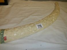 A well made imitation ivory carved tusk.