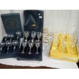 3 good sets of drinking glasses including set of 6 but only 5 are gilded.