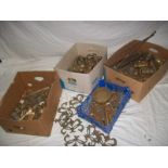 A good collection of old brass bed parts.