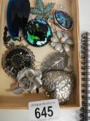 A mixed lot of costume brooches etc.