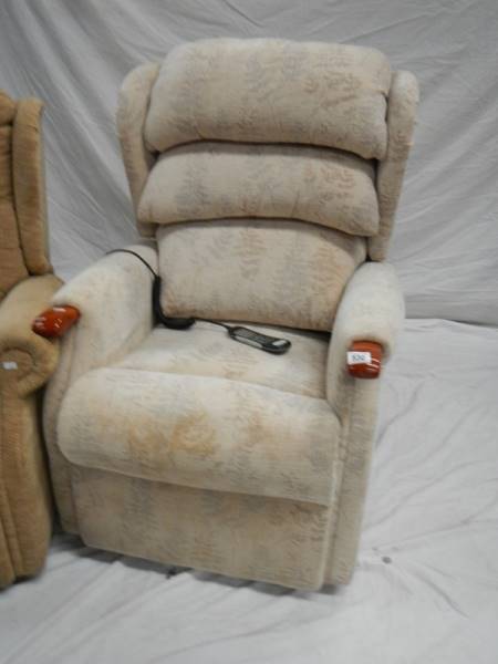 2 Celebrity single reclining chairs with controls. (one in need of recovering). - Image 6 of 7