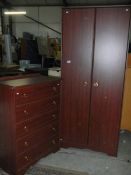 A 2 door wardrobe and a 5 drawer chest, in good clean condition.