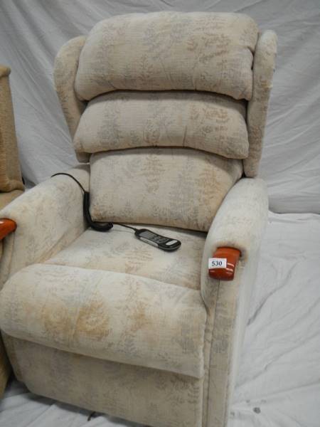 2 Celebrity single reclining chairs with controls. (one in need of recovering). - Image 2 of 7