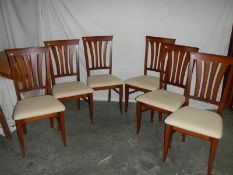 6 good quality Nathan style dining chair with beige spotted seats.