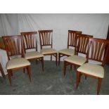 6 good quality Nathan style dining chair with beige spotted seats.