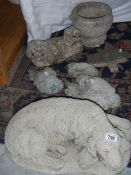 A quantity of garden items including large dog (48cm) all in good condition.