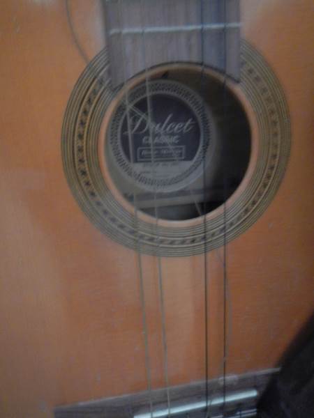 A Dulcet classical guitar, an 'El Primo' guitar, a practice amp and a Lark cased violin. - Image 4 of 6