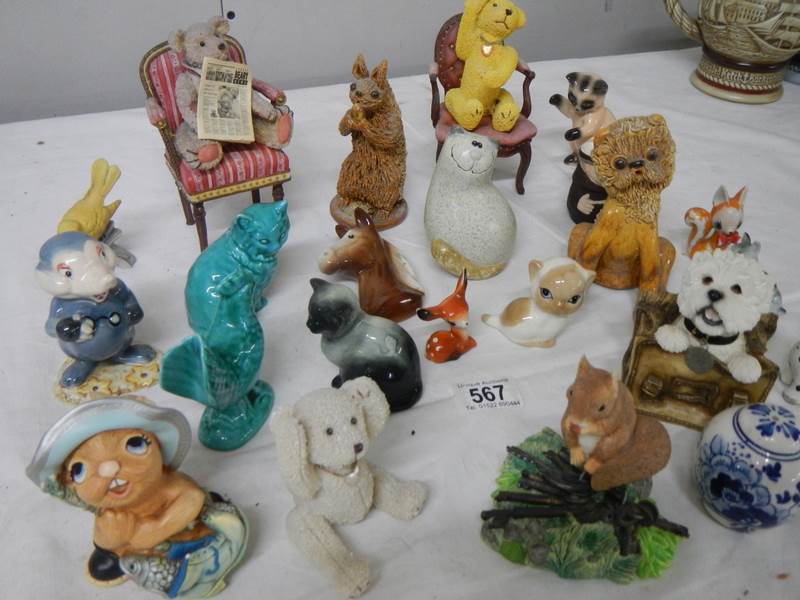 Approximately 24 assorted china animals etc., including dogs, bears on chairs etc. - Image 2 of 6