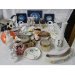 A mixed lot of collectable ceramics etc., napkin rings, Poole, miniature world globe etc.