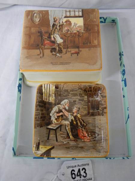 2 Newhall pottery items featuring Dicken's scenes.