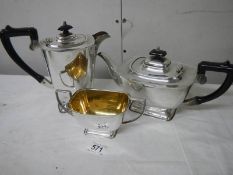 A good clean 3 piece silver plate tea set, no plate loss.