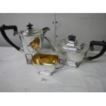 A good clean 3 piece silver plate tea set, no plate loss.