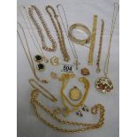 A mixed lot of gold coloured jewellery.