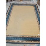 A good quality blue/beige rug, 233 x 162 cm.