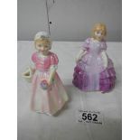 2 Royal Doulton figurines, Tinker Bell 12 cm and Rose 11 cm.