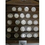 24 miniature historical English silver plates (should be a set of 25 but one missing).