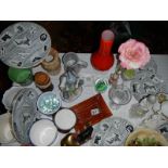 A mixed lot of assorted glass and ceramic items.