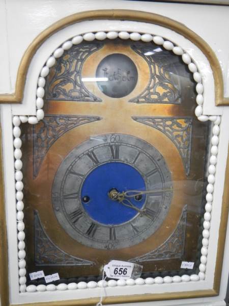 A painted 8 day Grandfather clock with weights and pendulum. - Image 3 of 6