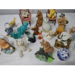 Approximately 24 assorted china animals etc., including dogs, bears on chairs etc.