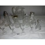 A good lot of but glass including candlesticks, sugar sifters, jam pots, jugs etc., (14 items).