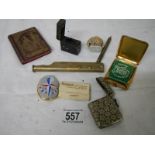 A mixed lot including silver plate vesta case, match holder, elephant scent bottle etc.