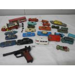 A quantity of Playworn Dinky, Matchbox, Lone Star, Budgie die cast toys.