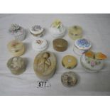 A collection of pill and trinket boxes including Willowtree, Aynsley, Coalpoat etc.
