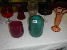 A mixed lot of coloured glass.