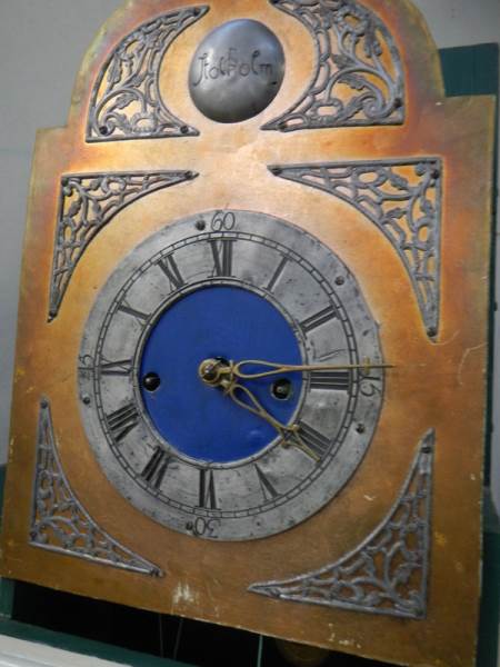 A painted 8 day Grandfather clock with weights and pendulum. - Image 5 of 6