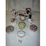 9 assorted pill and trinket boxes.