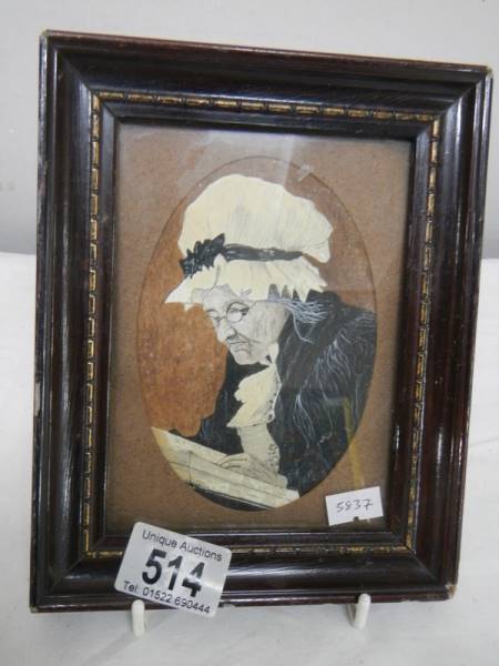 A framed watercolour portrait of an elderly lady, signed W Hill. - Image 5 of 5
