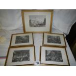 5 framed and glazed engravings.