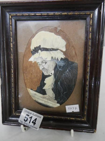 A framed watercolour portrait of an elderly lady, signed W Hill. - Image 2 of 5